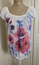 Vtg Wet Seal Womens Y2K Blouson Top Fairy Sheer Medium Made In USA Sheer Dainty