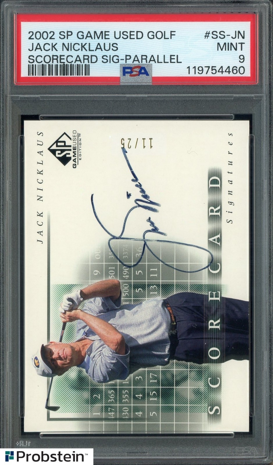 2002 SP Game Used Golf Scorecard Jack Nicklaus AUTO 11/25 PSA 9 MINT