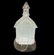 Cracker Barrel Lighted Acrylic Church Swirling Glitter Globe Christmas Winter