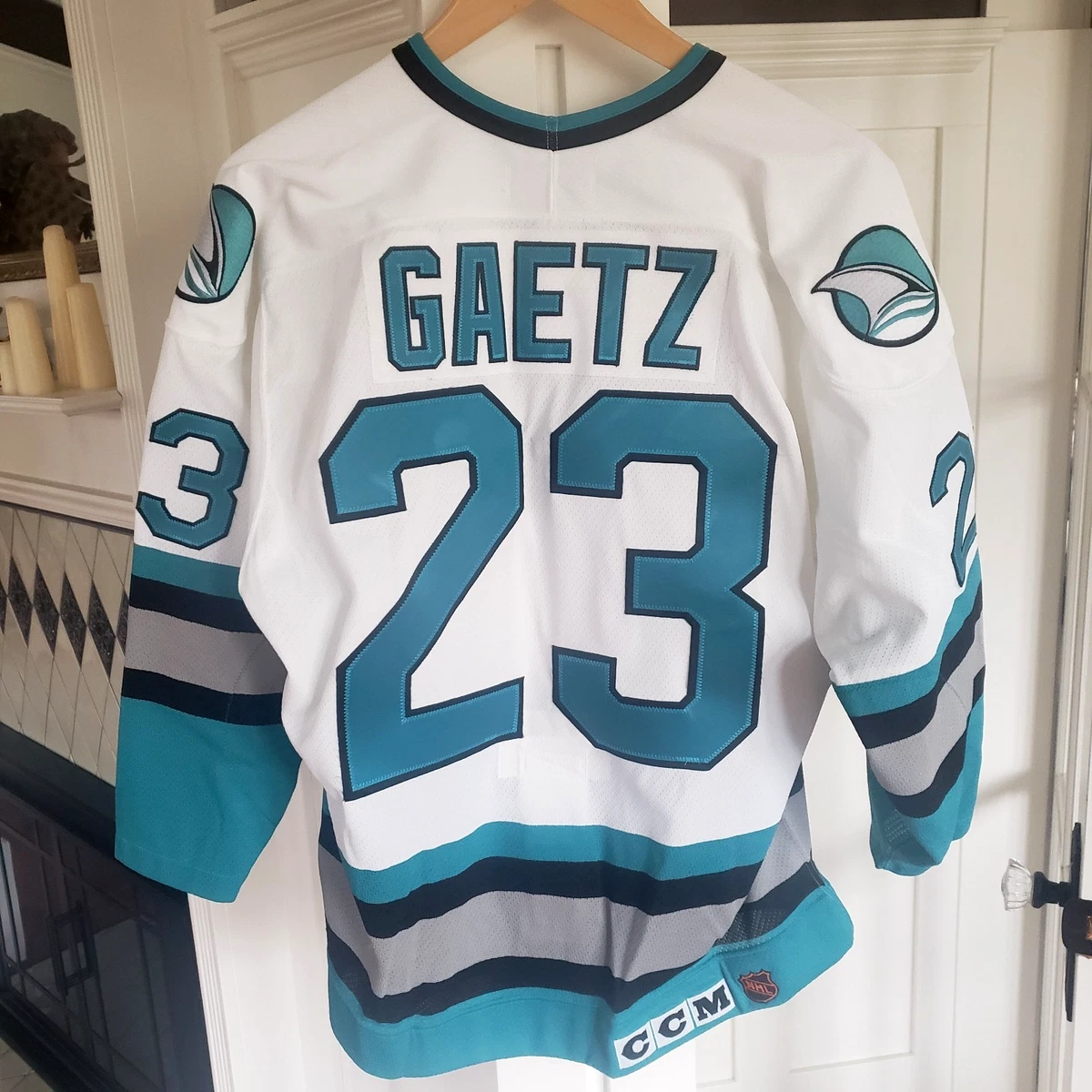 Maillot De Hockey San Jose Sharks Vintage - Taille XL Homme, Bleu Sarcelle, Années 90, Occasion
