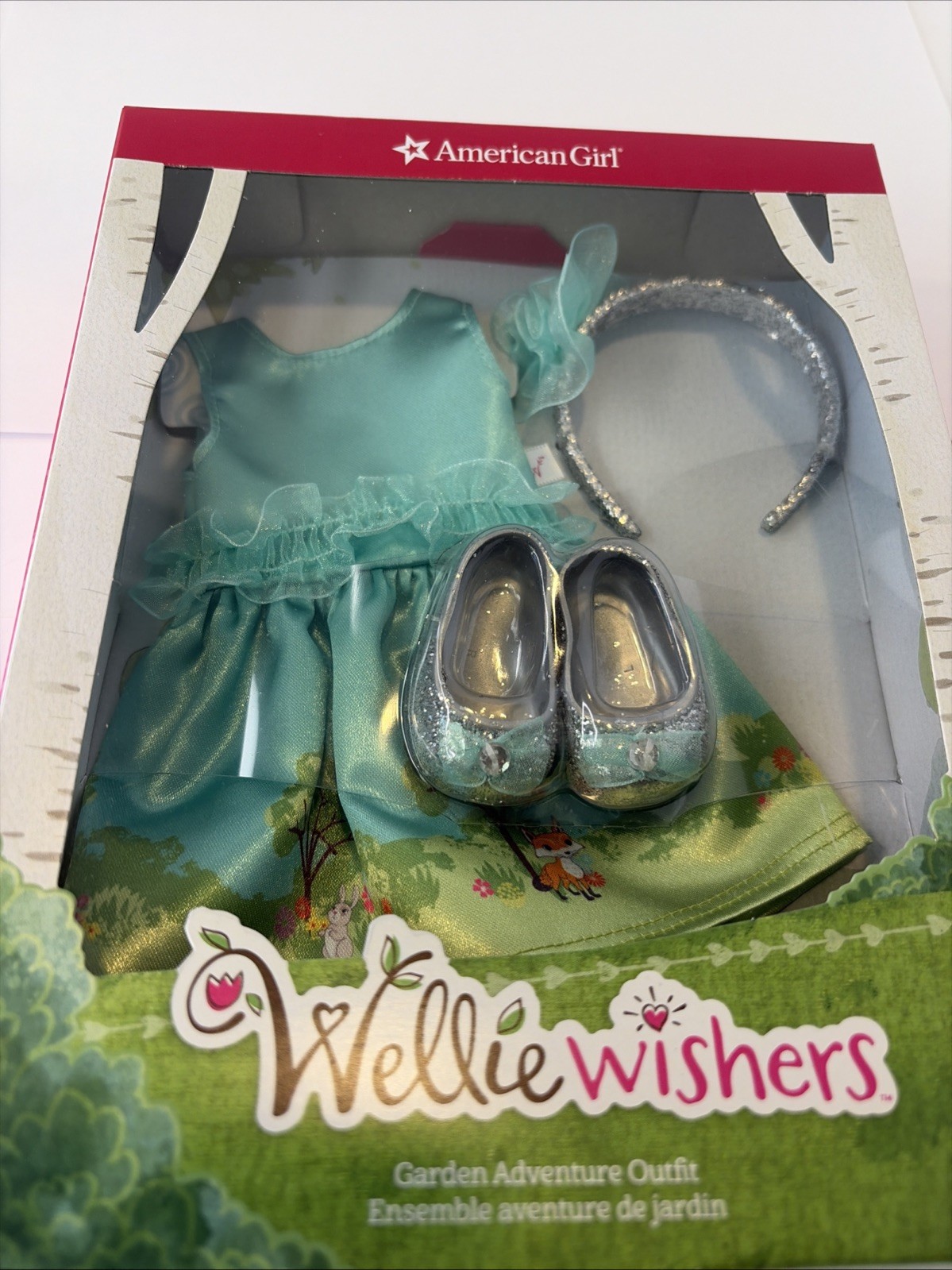American Girl Doll Wellie Wishers Garden Adventure Outfit Dress Shoes Headband