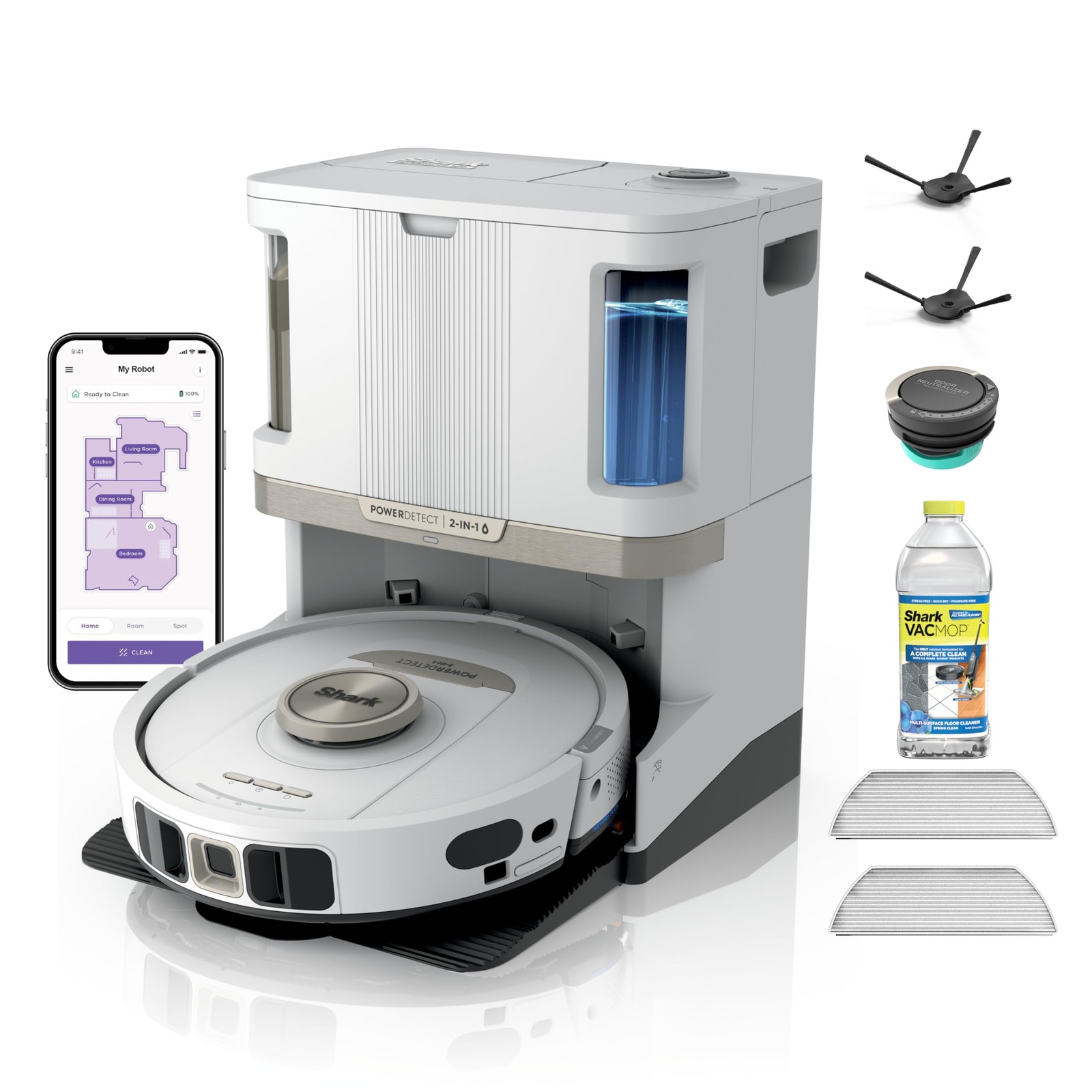 SHARK Robot Vacuum Mop Self-Empty Self-Refill White
