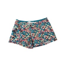 Maui Rippers Women's Floral Paisley Board Swimming Trunks Shorts Teal Size 14