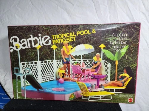 Vintage 1986 Barbie Tropical Pool & Patio Set Mattel 3041 SEALED