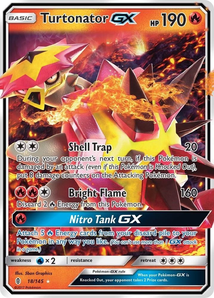 Turtonator GX 18/145 Ultra Rare - Pokemon SM - Guardians Rising - Lightly Played