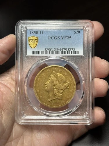 1850-O $20 Liberty Gold PCGS Vf25 Gorgeous Double Eagle Coin New Orleans