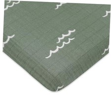 100 Organic Cotton All-Stages Midi Crib Sheet, GOTS-Certified, Ocean Waves