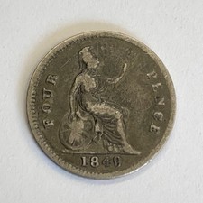 Great Britain Victoria 1849 Silver Fourpence Coin
