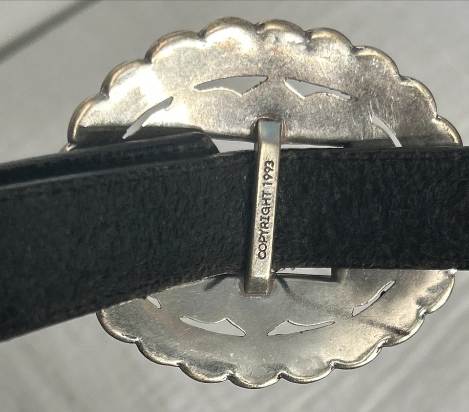 Cinturón Brighton Vintage Mujer Grande #47303 Western Silver Concho 1993 Vaquera Boho Foto 4 de 4