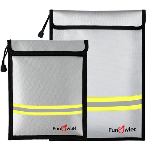 Fireproof Waterproof Money Document Bag – Double-Sided, 1832°F Rated, Large Capacity For Passports, Cash, LiPo Batteries