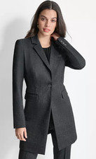 Dkny Women's One Button Black / Ivy Long Blazer Jacket - size 10 - retail 169