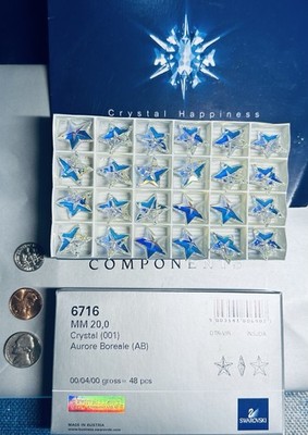 Swarovski 6716 Etched Star Pendants 20mm Crystal AB 48pcsSeal pack from Austria