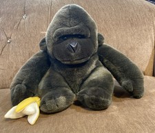 Vtg Gorilla With Banana Plush Monkey 15" X 12"