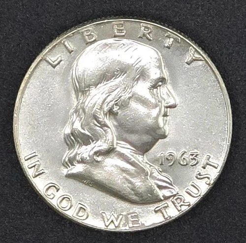 1963 D - Franklin Half Dollar - 90% SILVER - Uncirculated