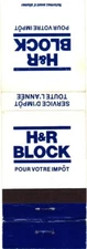 Canada Tax Service H & R Block For Your Tax Vintage Matchbook Cover
