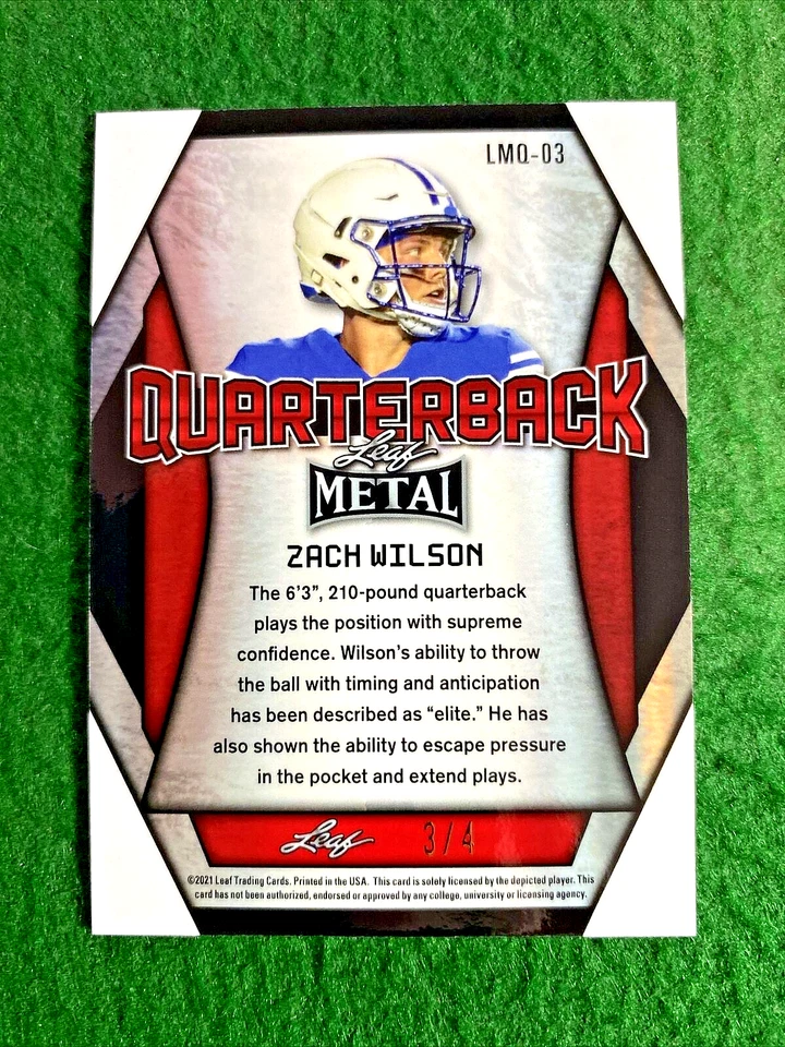 2021 Leaf Metal #LMQ-03 RC SSP #’ed 3/4 Mojo Zach Wilson New York Jets NFL - Image 3 of 3