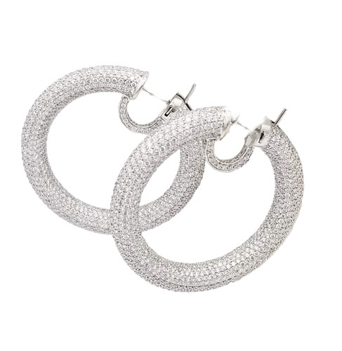 Daniel K 18K White Gold Diamond Hoops Earrings