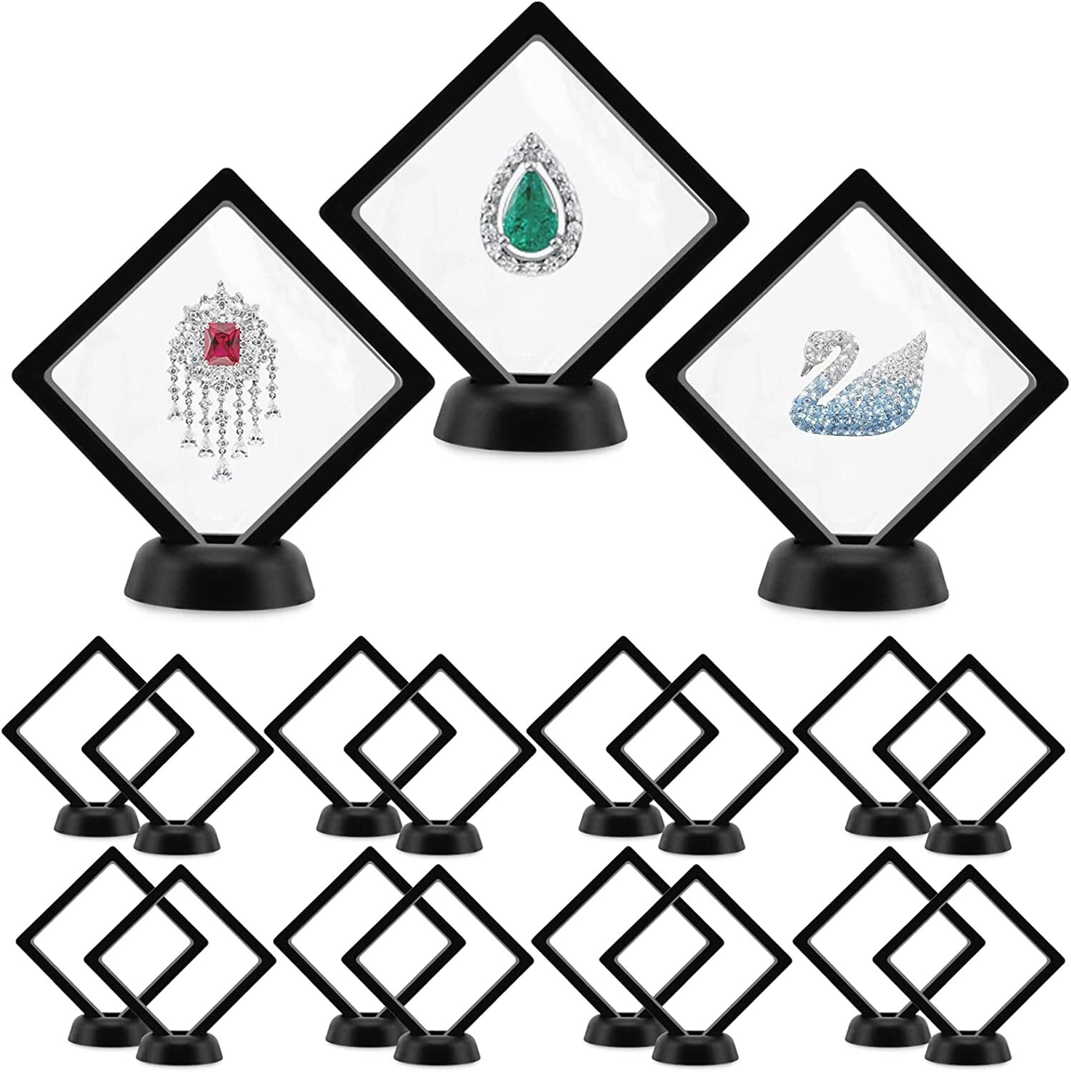 10× 3D Coin Floating Display Frame Stand Holder Jewelry Challenge Case ...