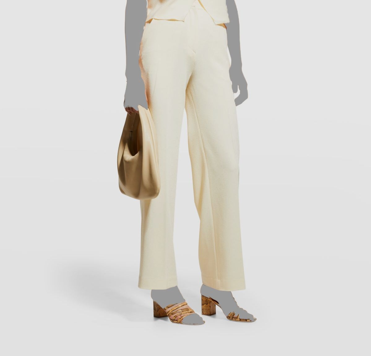 $645 Nanushka Women's Beige Lanai Lightweight Straight Trousers Pants Size M