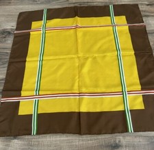 Vintage Echo Silk Scarf 60s 70s Yellow Brown Made In Italy 26 X 26