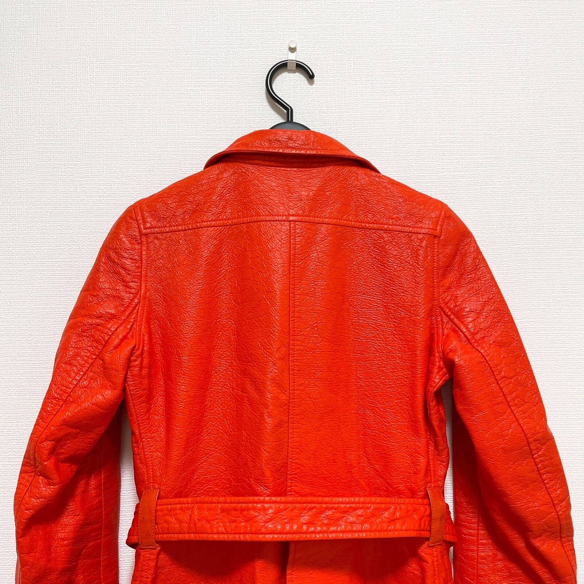 Vintage COURREGES Paris Orange Vinyl Long Jacket Size O Made