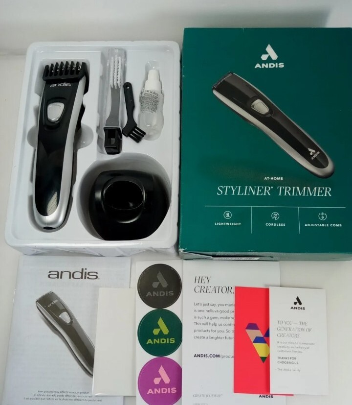 Andis Styliner Shave & Trim Kit Black Cordless Stainless Steel Blades 