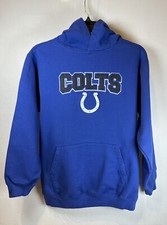 Indianapolis Colts Youth L Large Blue Logo Hooded Reeboks Hoodie Sweatshirt