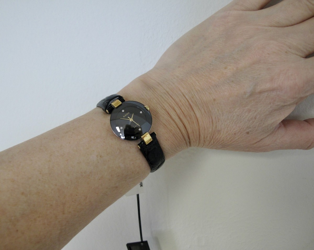 Women Rado Coupole Jubilee Watch 24mm black dial 4 diamonds