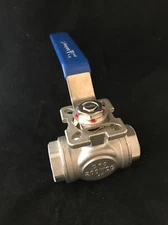 1" Stainless Steel 304 Duda Energy 3-Way Ball Valve Mounting Pad 200 WOG New