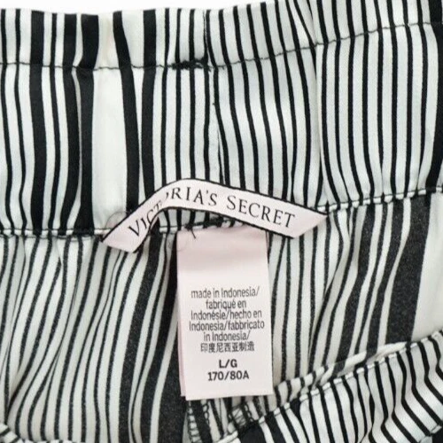 Victoria’s Secret Women’s Wide Leg Satin Lounge Pants Black & White Size Large - Image 4 of 4