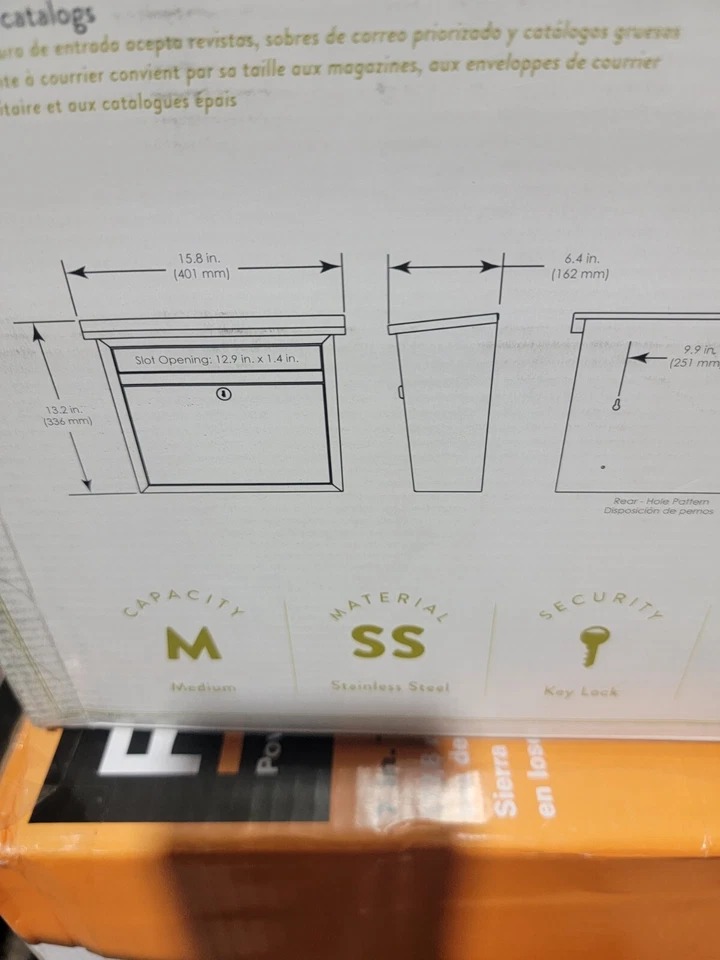 Maya Locking Stainless Steel Wall Mount Mailbox - Image 4 of 4