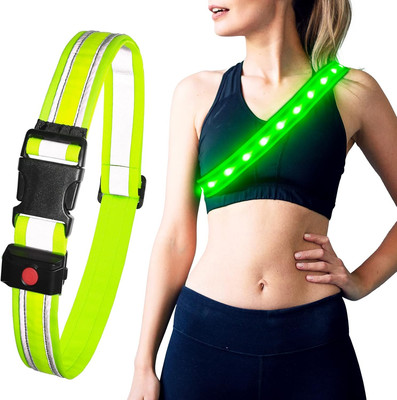 LED Running Belt - Reflective Light up Waistband for Night Activities, Glowing L