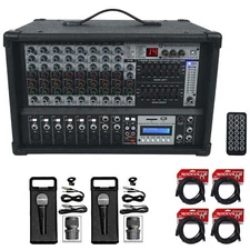 Rockville RPM109 4800w 12-Ch. Powered Pro Mixing Amplifier, 7 Band EQ, FX, USB