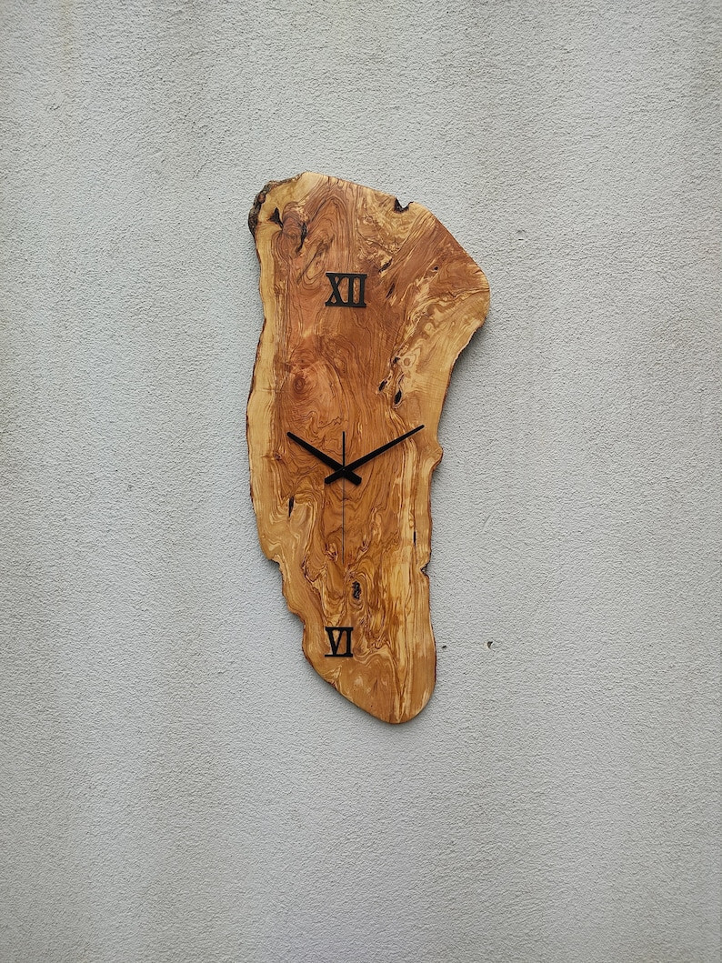 Decorative Designed Wall Clock Natural Solid Wooden Handmade Home Unique Shape