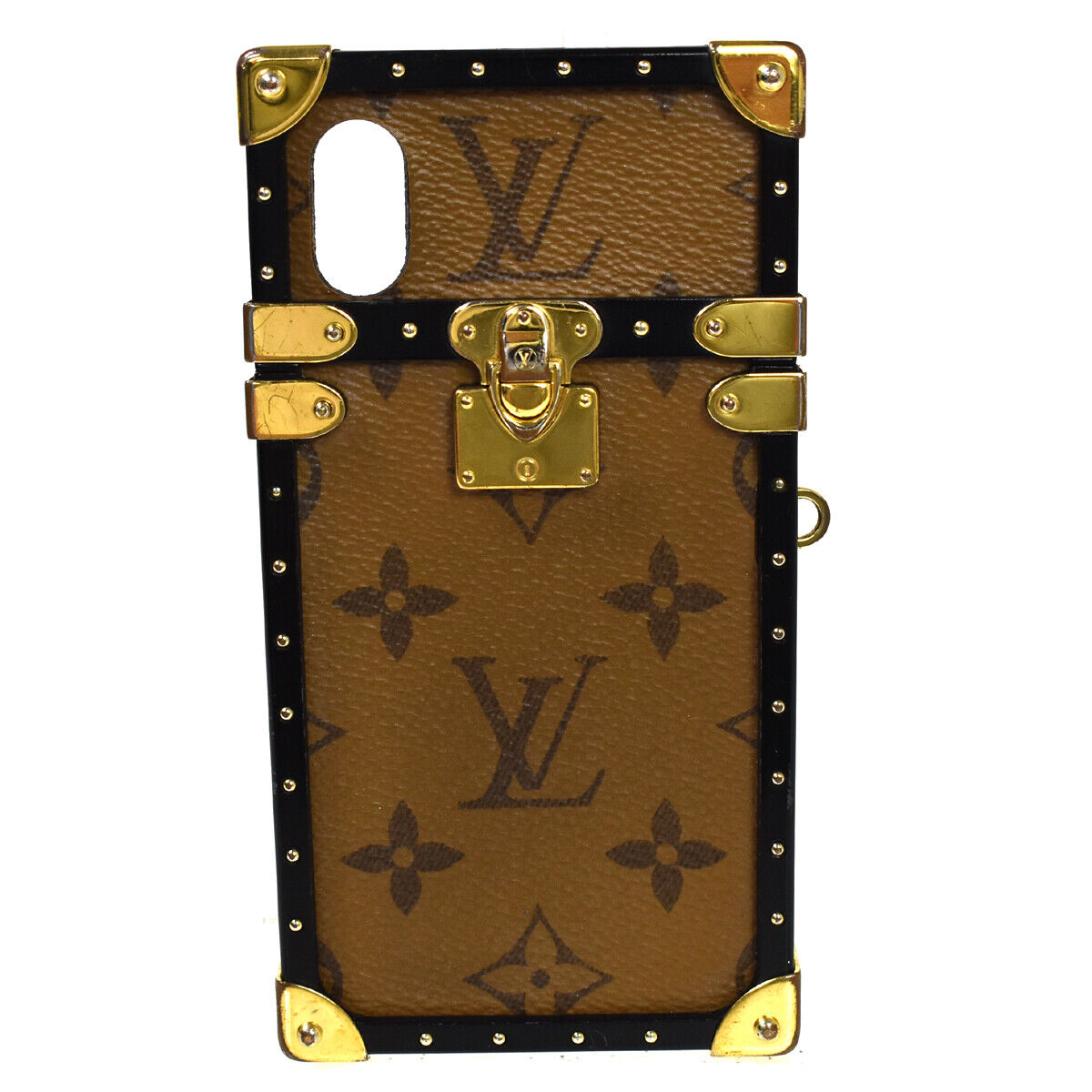 LOUIS VUITTON Eye Trunk iPhone Case X/XS Monogram Reverse Brown M62619  66JF106