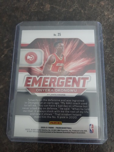2020-21 Panini Prizm Emergent Rookie Onyeka Okongwu RC Card# 25 - Picture 2 of 2