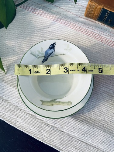 Antique MZ Moritz Zdekauer Austria Birds Design Mini Bowl And Saucer - Picture 7 of 7