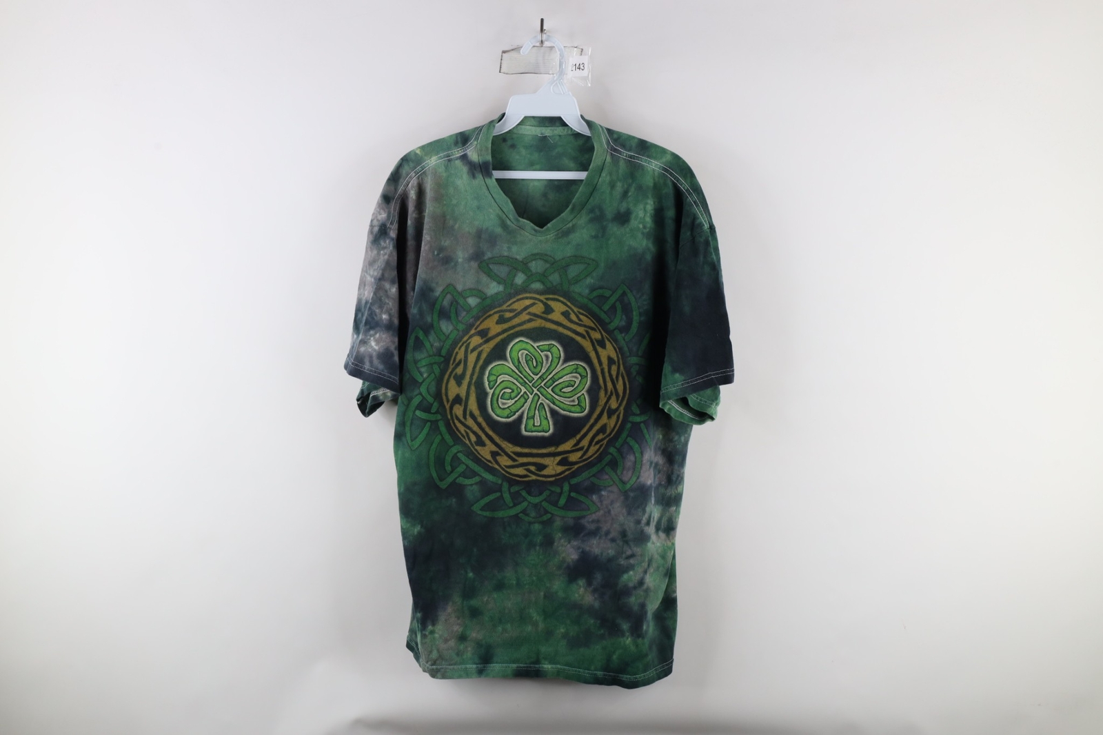 Vintage 90s Streetwear Mens XL Faded Gaelic Knot Shamrock Acid Wash T Shirt