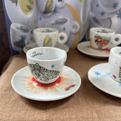 Illy KiKi Smith 6 Espresso Cups Saucers Signed Butterfly Art