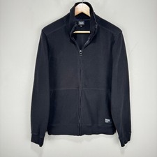 Bench Urbanwear Fleece Jacket Men Medium Black Full Zip Pockets Spell Out Collar
