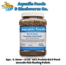 Koi and Pond Juvenile Fish Pellet Food, 45% Protein 3.5mm Floating Pond Pellets