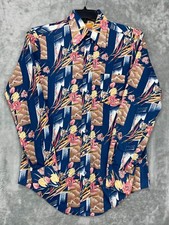 VTG Zayre Matt Andrews Menshop Shirt 70's Disco Floral Long Sleeve Size Medium