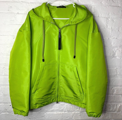 TOM FORD Silk Faille Shell Hooded Blouson Jacket Size 48 Green