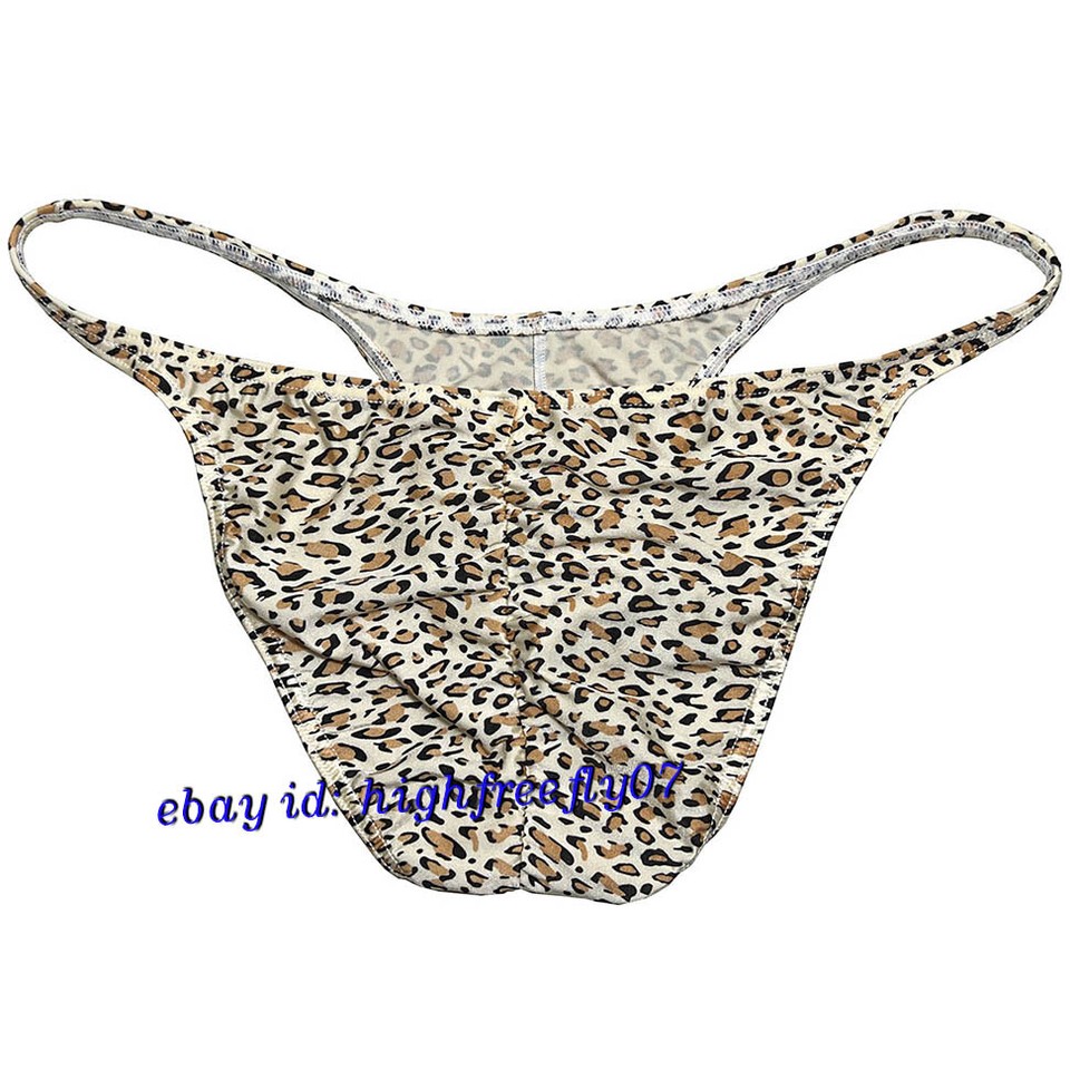 Mens Leopard Bikini Briefs Underwear Male Pucker Brazilian Bikinis