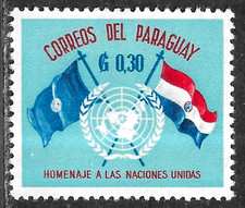 HICK GIRL-MINT PARAGUAY STAMP   SC#569  1960    FLAGS & UN EMBLEM  C316