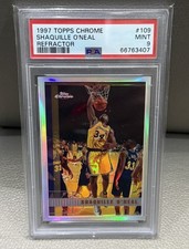 1997 TOPPS CHROME  REFRACTOR #109 SHAQUILLE O'NEAL  PSA 9 AMAZING COLOR LOW POP