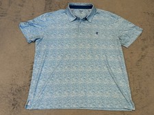 IZOD Golf Polo Shirt Mens 2XL XXL Blue Patterned Short Sleeve Stretch Casual
