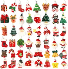48PCS Mini Resin Christmas Ornaments Tiny Christmas Hanging Ornaments for Tree X