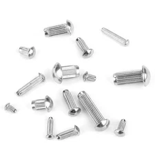 250pcs M2-M5 Stainless Steel Round Head Knurled Shank Solid Rivets Assortment
