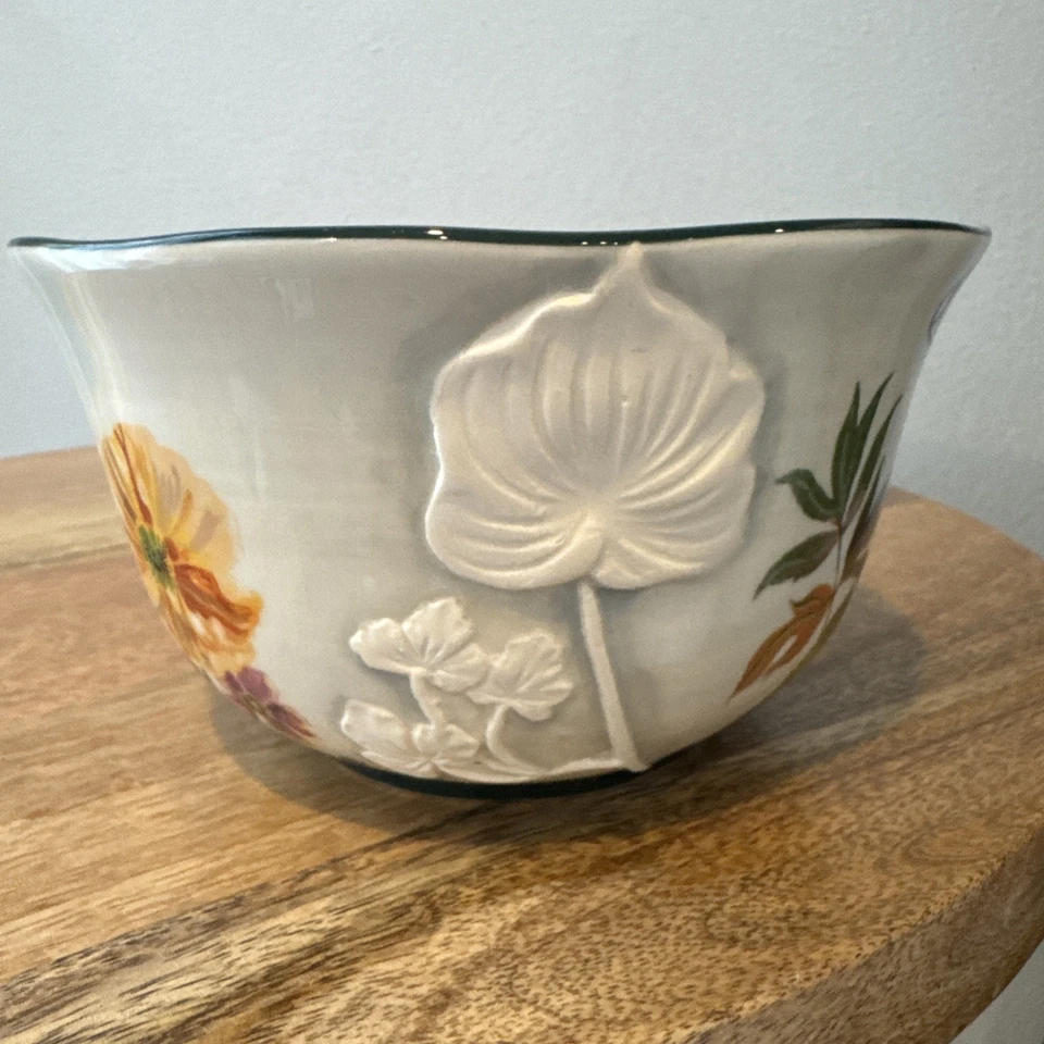 Anthropologie Nathalie Lete Cereal Bowl Birds 3D Flowers Butterflies French Chic - Image 4 of 4